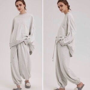 Nap Loungewear Drawstring Hem Cotton Sweatshirt Cloud XL